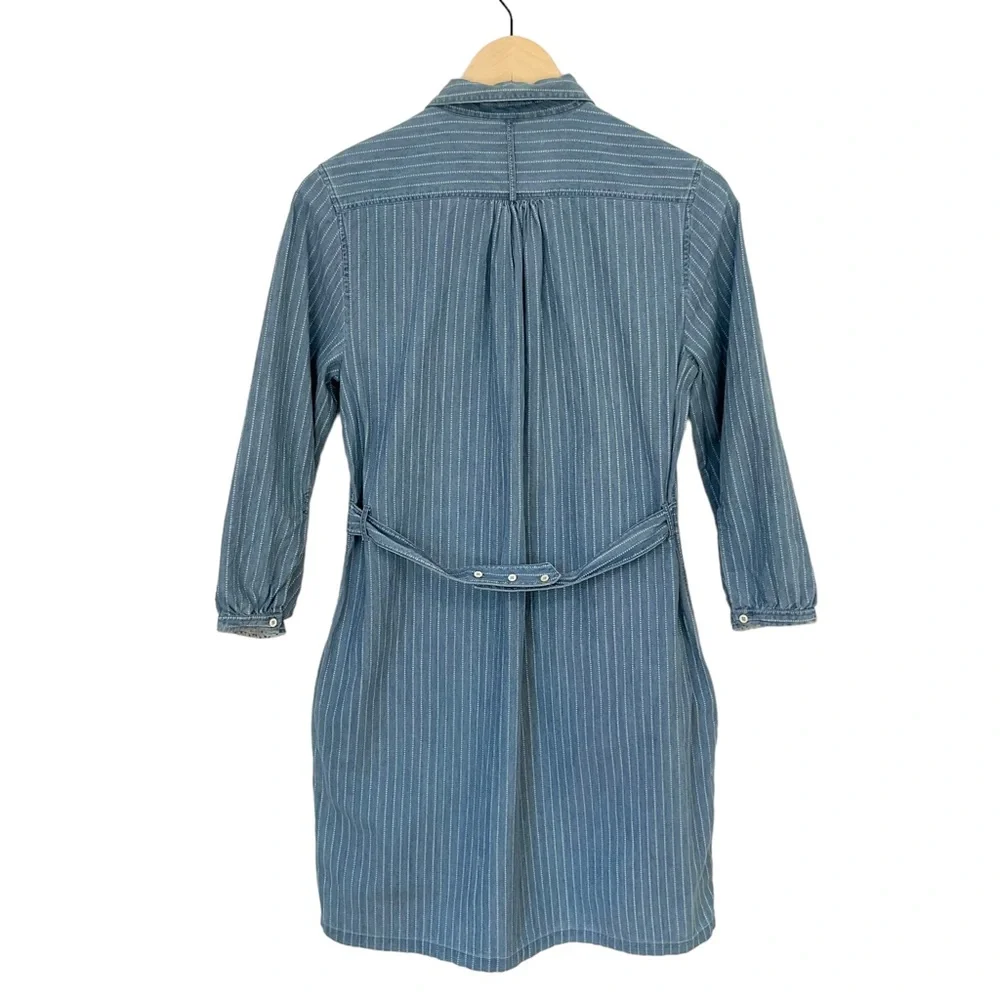 Levi’s Made & Crafted Light Blue Dotted Denim Shirt Dress With Pockets - Picture 2 of 16